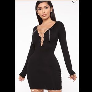 Mini black chain dress